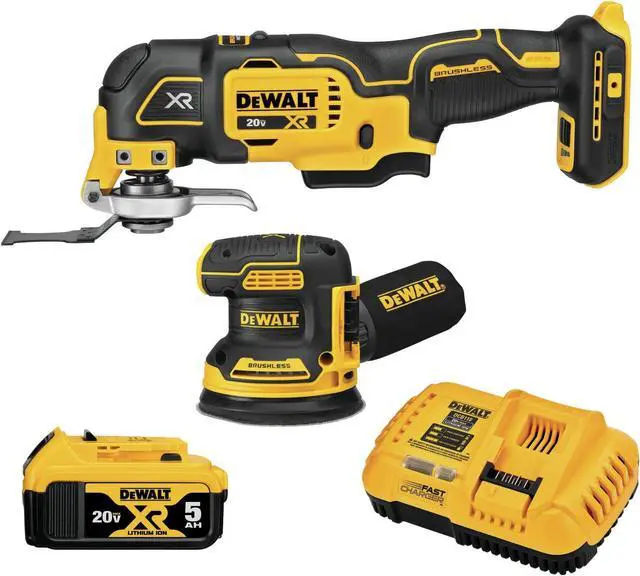 Main image of DEWALT 20V MAX Orbital Sander and Oscillating Tool, Cordless Woodworking 2-Tool Set with 5ah Battery and Charger