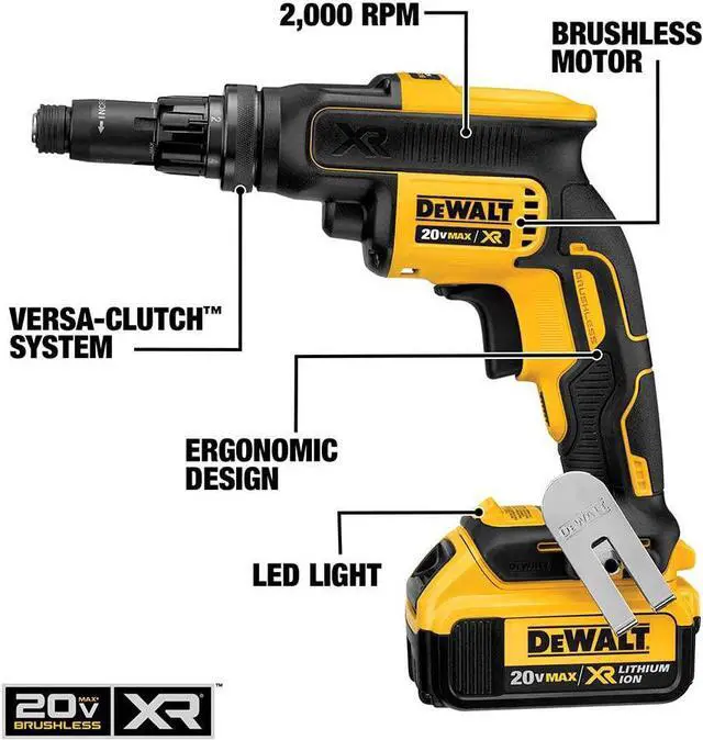 Alt view image 3 of 6 - DEWALT 20V MAX* XR Screw Gun with Adjustable Torque and Clutch, Brushless