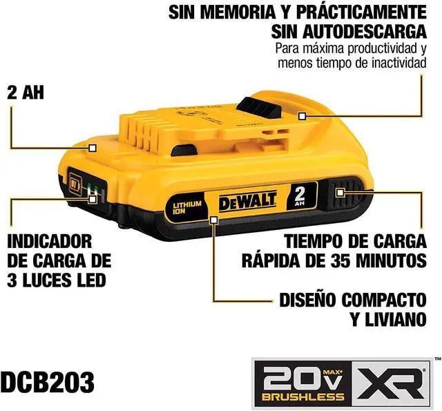 Alt view image 2 of 2 - DEWALT 20V MAX Battery, Compact 2.0Ah Double Pack (DCB203-2)