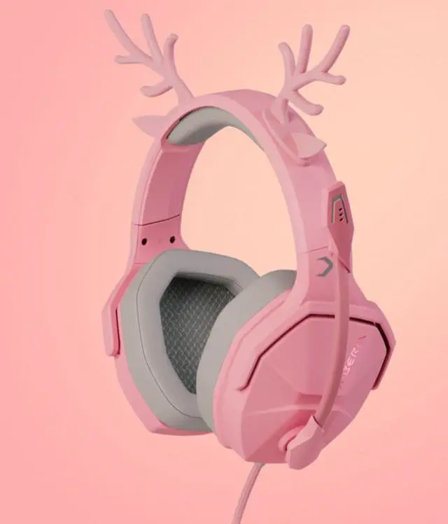 Alt view image 2 of 6 - XIBERIA PC Gaming Headphones Wired Over-Ear USB 7.1 Surround Sound Headset with Microphone - Pink Elk edition