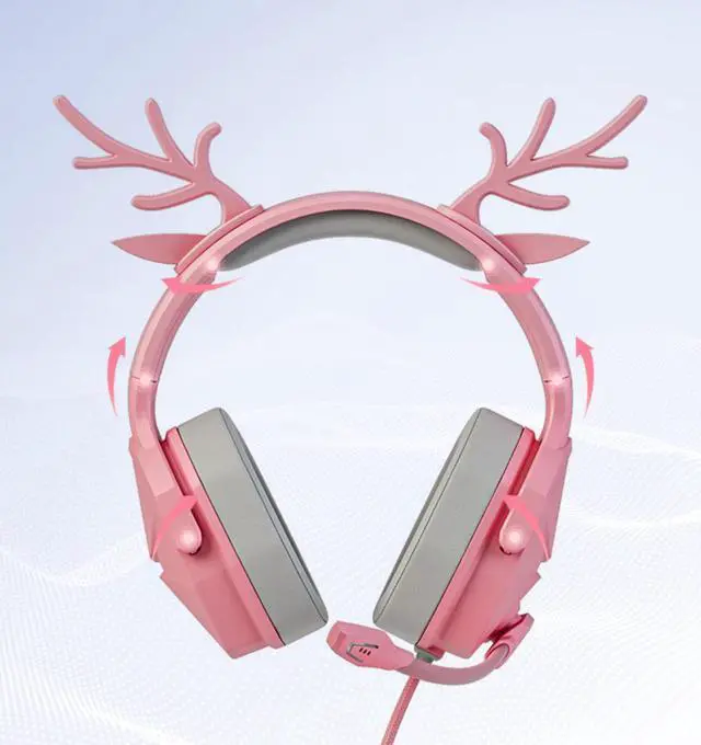 Alt view image 5 of 6 - XIBERIA PC Gaming Headphones Wired Over-Ear USB 7.1 Surround Sound Headset with Microphone - Pink Elk edition