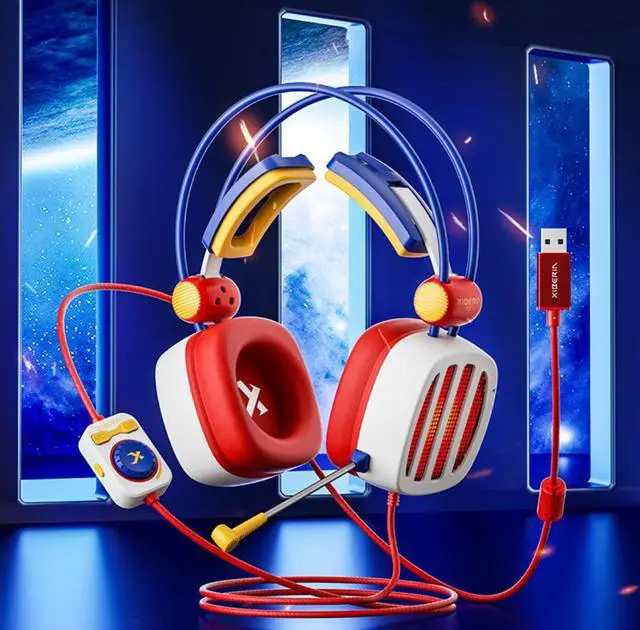 Alt view image 2 of 5 - XIBERIA PC Gaming Headset Wired Over-Ear USB 7.1 Surround Sound Headset with Microphone - Firestorm Version