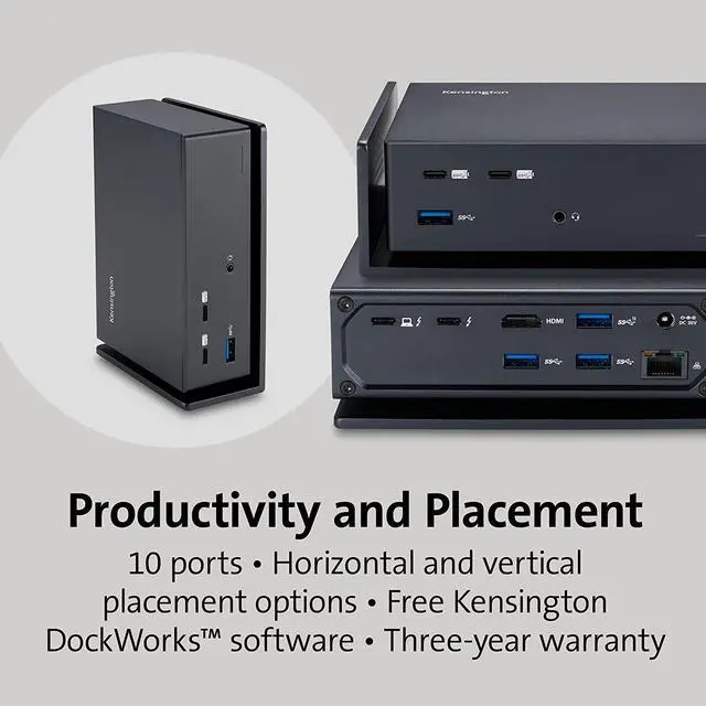 Alt view image 5 of 6 - Kensington SD5560T Thunderbolt 3 and USB-C Dual 4K Hybrid Docking Station  96W Power Delivery, for Windows and MacBooks (K37010NA)
