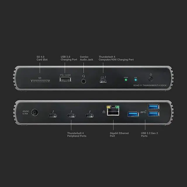 Alt view image 4 of 4 - Sonnet Echo 11 Universal Thunderbolt 4 Docking Station with Four Thunderbolt 4 Ports and 8K Display Support