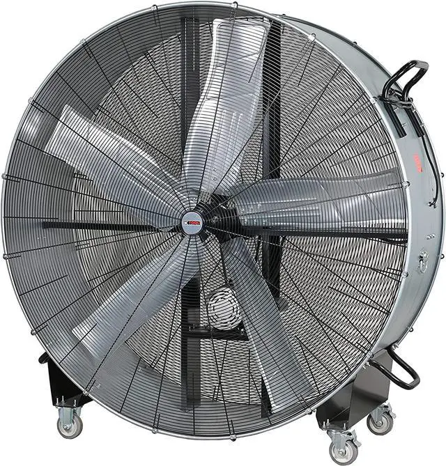 Main image of K Tool International 77760; 60 Belt Drive Drum Fan, Ideal for Warehouses and Barns, 4 Casters for Easy Mobility Around the Shop or Garage, High Velocity 2 Speed Motor Produces 22,100 Max CFM, Gray