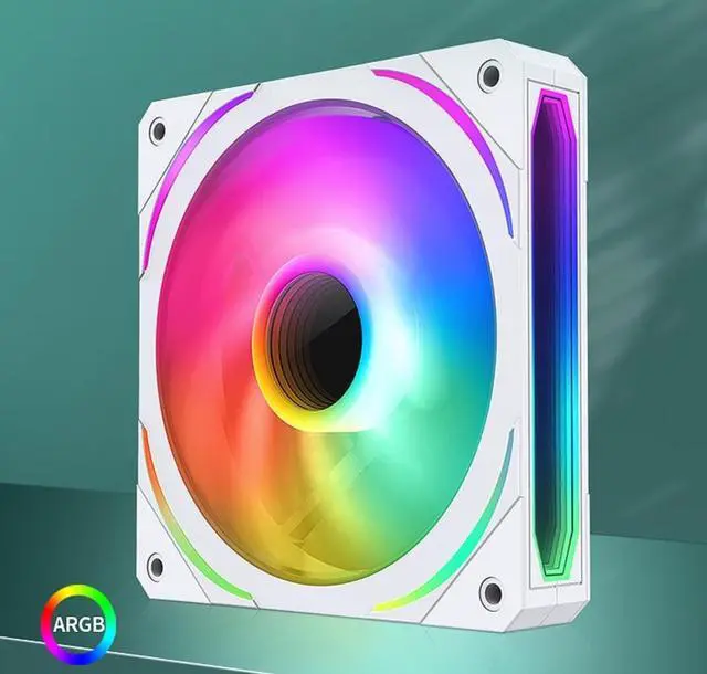 Alt view image 2 of 7 - Computer Case Fan , Low Noise Intelligent Speed Regulation , ARGB AURA SYNC 120mm Case Fan Radiator w/+5V PWM Hub Controller - White 6Pack
