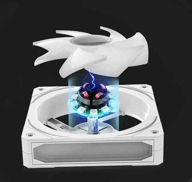 Alt view image 4 of 7 - Computer Case Fan , Low Noise Intelligent Speed Regulation , ARGB AURA SYNC 120mm Case Fan Radiator w/+5V PWM Hub Controller - White 6Pack