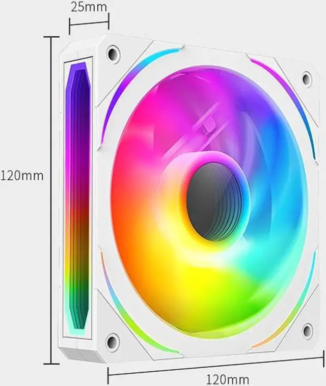Alt view image 7 of 7 - Computer Case Fan , Low Noise Intelligent Speed Regulation , ARGB AURA SYNC 120mm Case Fan Radiator w/+5V PWM Hub Controller - White 6Pack