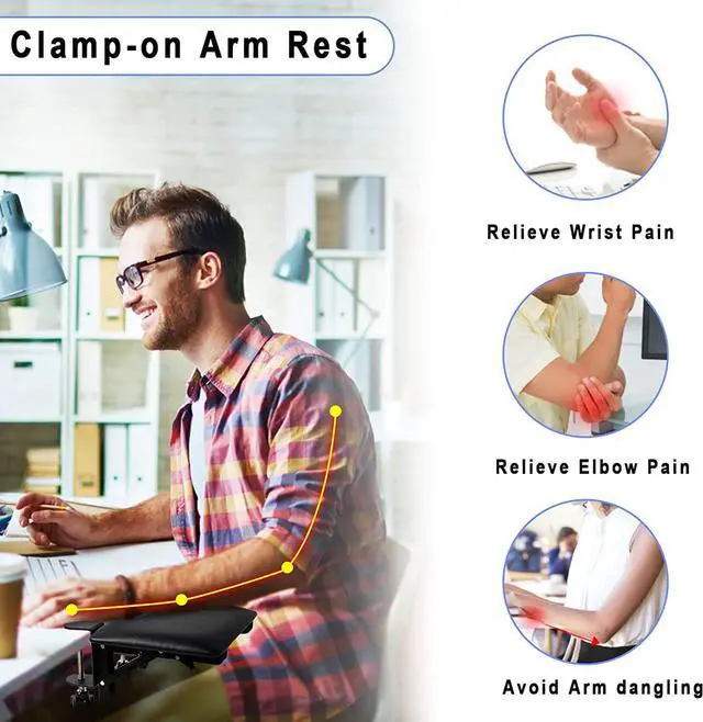 Alt view image 4 of 6 - Ergonomic Desk Extender, Computer Arm Rest for Desk, Foldable Arm Support, Leather Elbow Rest Pad for Home and Office, Easy Typing & Pain Relief
