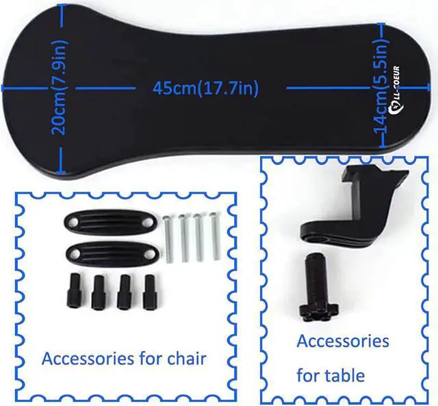 Alt view image 5 of 5 - Ergonomic Armrest Mouse Pad Holder Adjustable Computer Desk Extender Arm Wrist Rest Support for Table and Chair (Black)