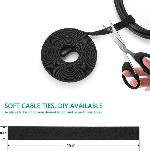 Alt view image 5 of 7 - 173 Pcs Cable Management Organizer Kit, Include 4 Cable Sleeve Split with 47 Self Adhesive Cable Clips Holder, 10 Cable Ties, 10 Adhesive Wall Cable Tie, 100 Fasten Cable Ties, 2 x Roll Cable Ties