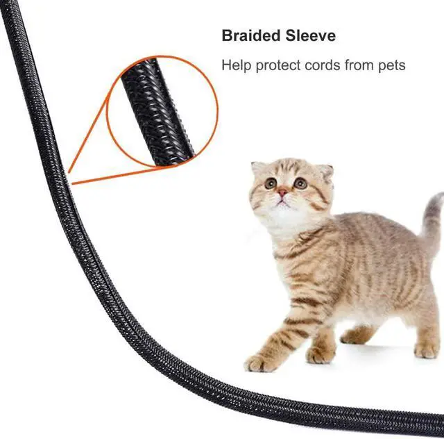 Alt view image 5 of 6 - 20ft - 1/2 inch Black Cable Sleeve, Cable Organizer for Desk PC TV Computer, Wire Protector Cable Wrap Cover, Cord Management for Home Office