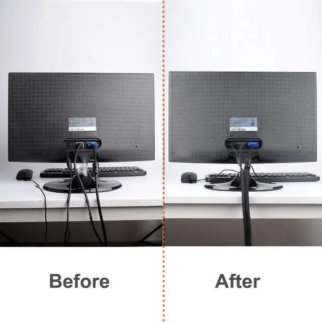 Alt view image 5 of 6 - 20ft - 3/4 inch Black Cable Sleeve, Cable Organizer for Desk PC TV Computer, Wire Protector Cable Wrap Cover, Cord Management for Home Office