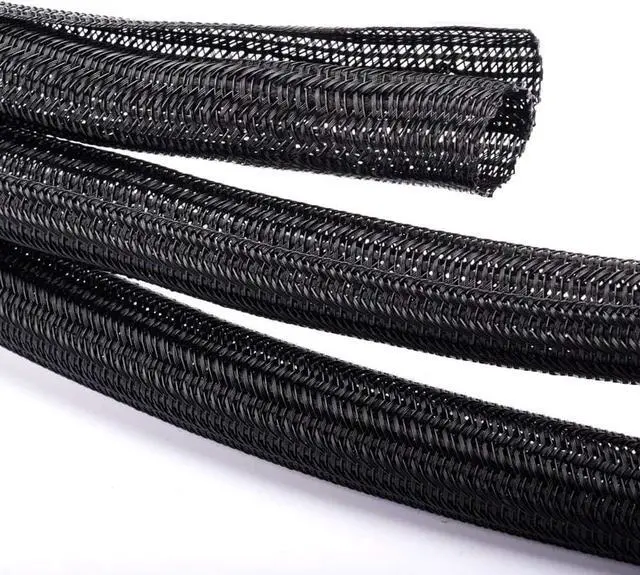 Alt view image 3 of 6 - 20ft - 3/4 inch Black Cable Sleeve, Cable Organizer for Desk PC TV Computer, Wire Protector Cable Wrap Cover, Cord Management for Home Office
