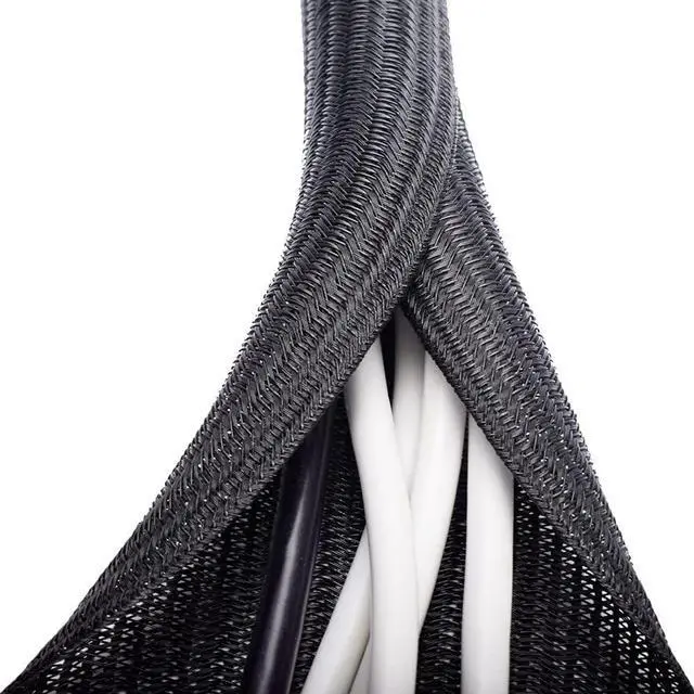Main image of 6.6ft - 3/4 inch Black Cable Sleeve, Cable Organizer for Desk PC TV Computer, Wire Protector Cable Wrap Cover, Cord Management for Home Office