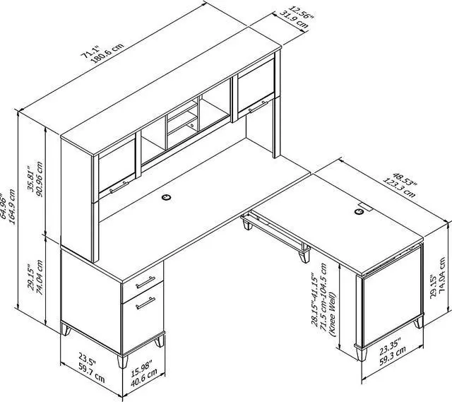 Alt view image 3 of 6 - Bush Furniture Somerset 72W 3 Position Sit to Stand L Shaped Desk with Hutch in Ash Gray