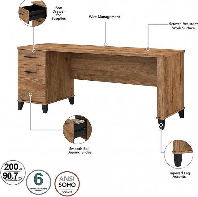 Alt view image 4 of 7 - Bush Furniture Somerset 3 Position Sit to Stand L Shaped Desk with Hutch, 72W, Fresh Walnut