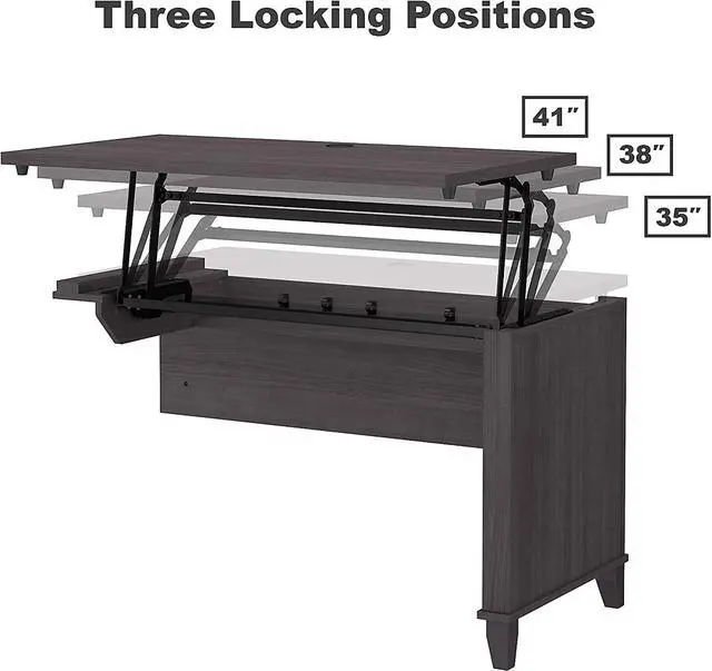 Alt view image 3 of 6 - Bush Furniture Somerset 72W 3 Position Sit to Stand L Shaped Desk with Hutch in Storm Gray