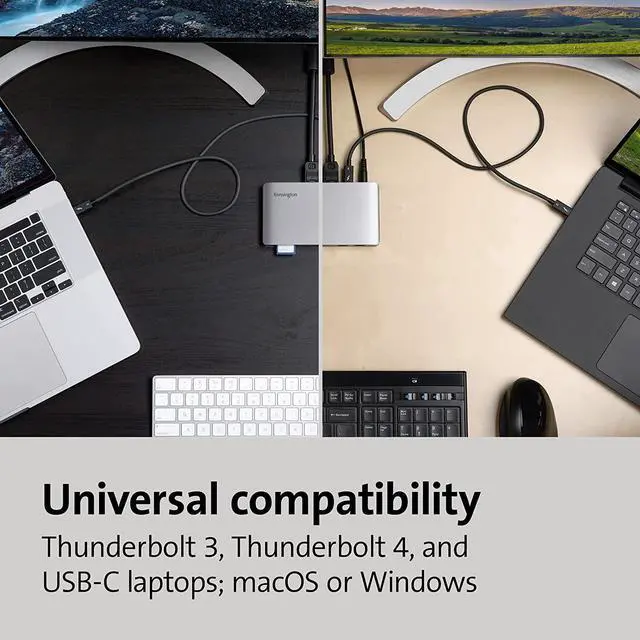 Alt view image 3 of 6 - Kensington SD2480T Thunderbolt 3 and USB-C Dual 4K Hybrid Nano Dock with 60W PD, SD & Micro SD Card Reader, for Windows and MacBooks