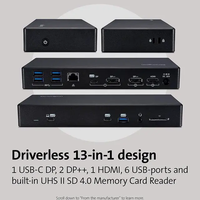 Alt view image 4 of 7 - Kensington SD4850P USB-C Docking Station for Dell, HP, Lenovo, Surface, PixelBook, Pixel Slate- Dual 4K Video, 100W PD