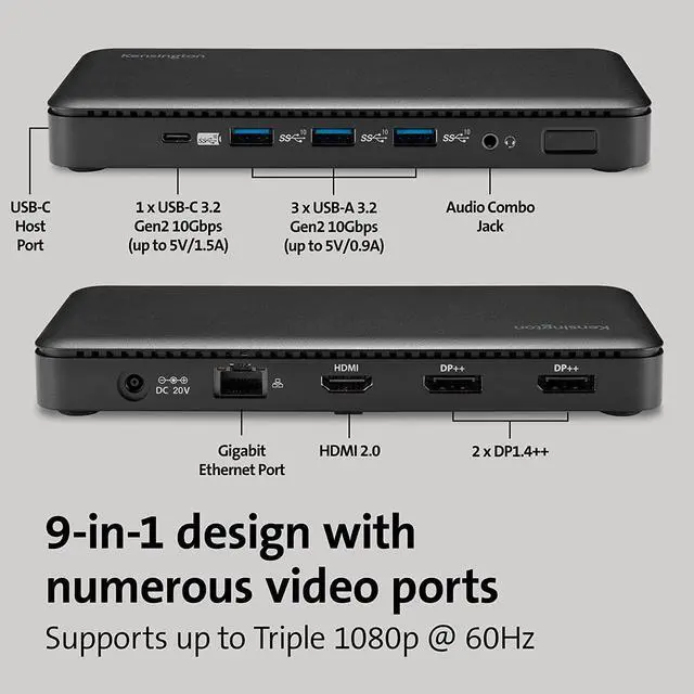 Alt view image 3 of 6 - Kensington Triple Display USB-C Docking Station with 85W PD for Dell, HP, Lenovo, Acer, ASUS, Razer, Surface, MacOS