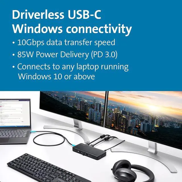 Alt view image 2 of 6 - Kensington Triple Display USB-C Docking Station with 85W PD for Dell, HP, Lenovo, Acer, ASUS, Razer, Surface, MacOS