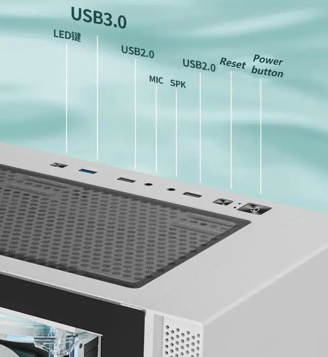 Alt view image 6 of 7 - Gaming PC Case E-ATX Desktop Computer Case with Tempered Glass Side Panel/ Support 360mm Water Cooling / 5 Hard Drive Bits / 10 Fan Positions - White