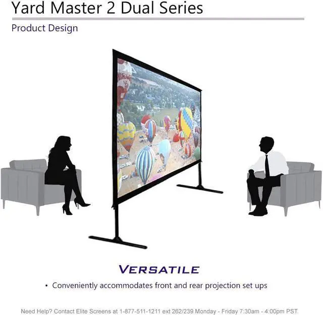 Alt view image 7 of 7 - Elite Screens Yard Master 2 DUAL Projector Screen, 120-INCH 16:9, Front and Rear 4K/8K Ultra HD, Active 3D, HDR Ready Indoor and Outdoor Projection