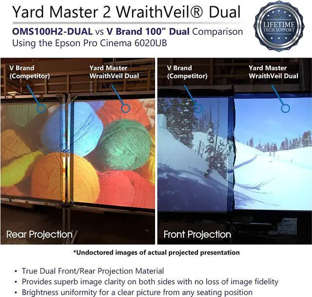 Alt view image 5 of 7 - Elite Screens Yard Master 2 DUAL Projector Screen, 120-INCH 16:9, Front and Rear 4K/8K Ultra HD, Active 3D, HDR Ready Indoor and Outdoor Projection