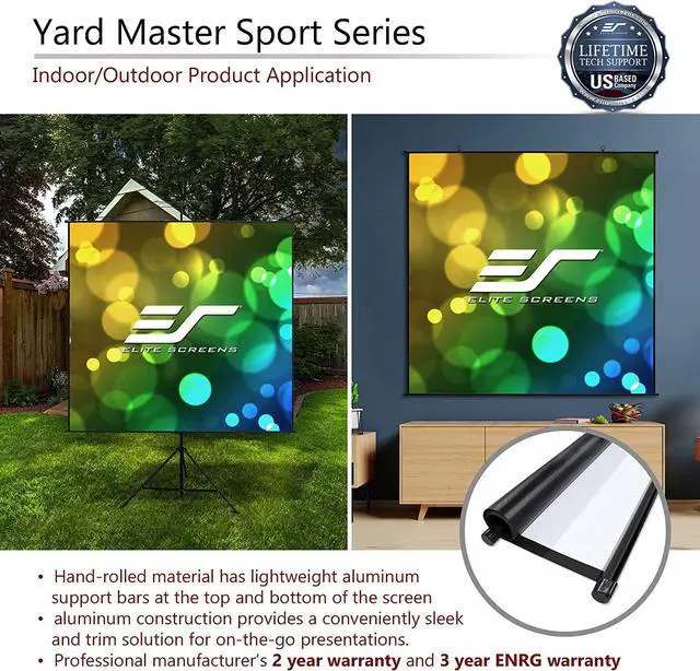 Alt view image 7 of 7 - Elite Screens Yard Master Sport, 110 inch 4:3, 2-in-1 Wall Tripod Stand Outdoor Indoor Portable Projector Screen Front Projection Carrying Bag, Home Theater