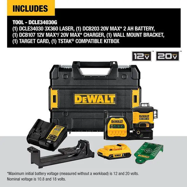 Alt view image 3 of 7 - DEWALT 20V MAX Laser Level Kit - 6 Piece Set, 3 x 360, Green