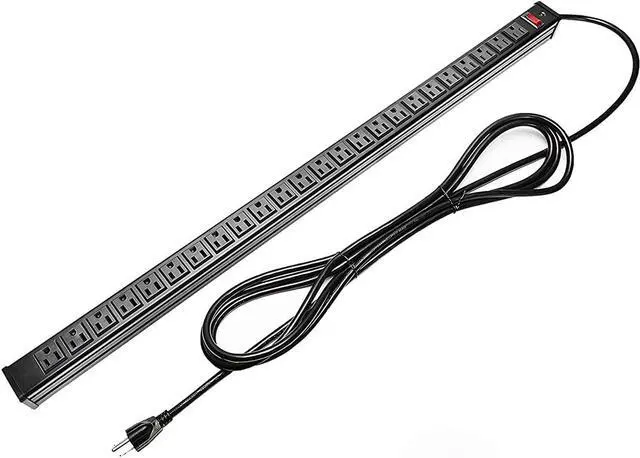 Main image of Surge Protector Power Strip 24-Outlet, ETL Certified Long Heavy Duty Metal Power Strip with 9.8-Foot Long Extension Power Cord for Cabinet, Industrial, Commercial and Home (Black)