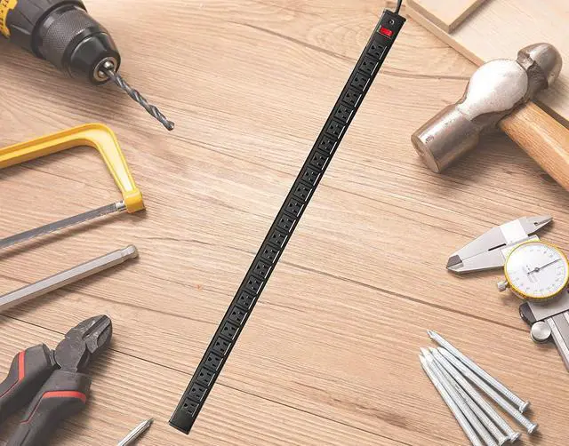 Alt view image 6 of 6 - Surge Protector Power Strip 24-Outlet, ETL Certified Long Heavy Duty Metal Power Strip with 9.8-Foot Long Extension Power Cord for Cabinet, Industrial, Commercial and Home (Black)