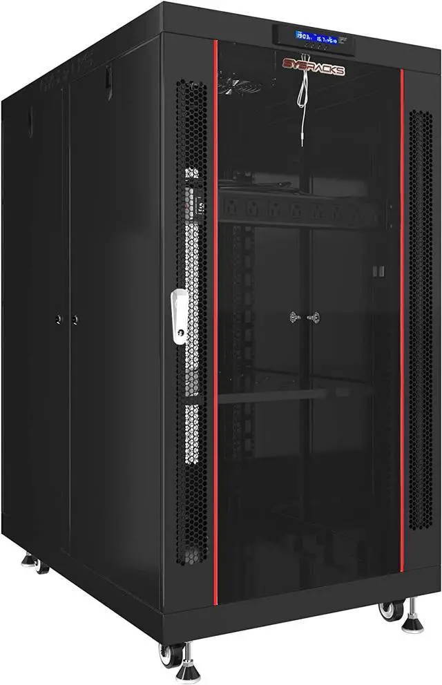 Main image of Sysracks 22U 35 inch Deep Server Rack Cabinet It Enclosure - Cooling Fans - LCD Screen - Thermostat - PDU - Casters - 2 Fans  Shelf