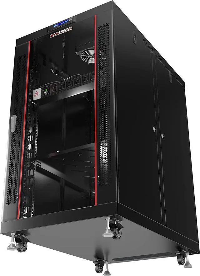Alt view image 3 of 5 - Server Rack Locking Cabinet Network Enclosure Premium Series for Server AV Networking Computer and Other IT Equipment - 35-inch Depth - Thermosystem/LCD Screen (18U)