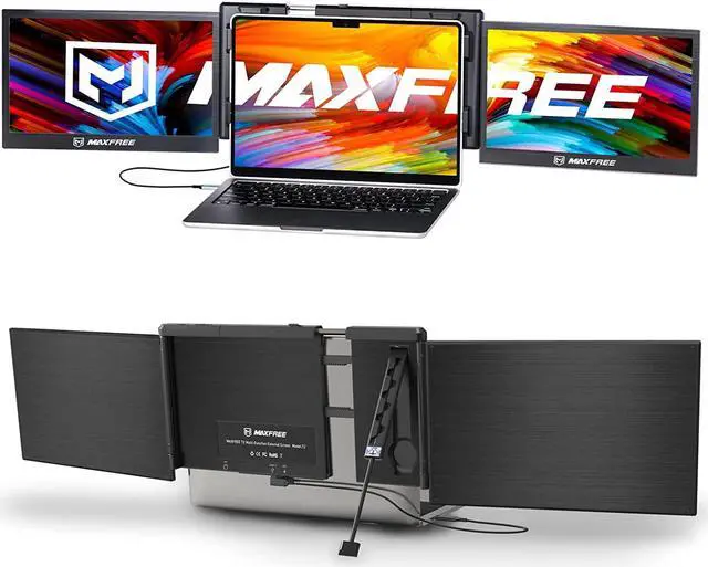 Main image of Triple Portable Monitor for Laptop, 13.3" 1080P FHD Dual Monitor, One Cable Plug and Play Laptop Screen Extender for Mac/Windows, Support M1/M2 Chip MacBook Monitor for 13.3-17 Laptops