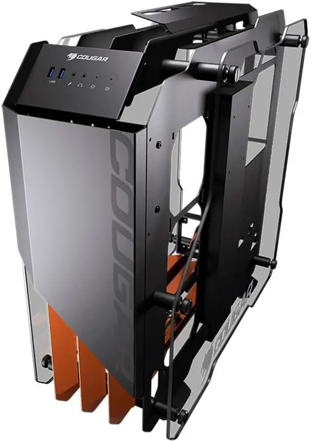 Alt view image 3 of 7 - Cougar Open-Frame Computer case ATX 240mm Radiator Aluminum Alloy Glass PC Game Case