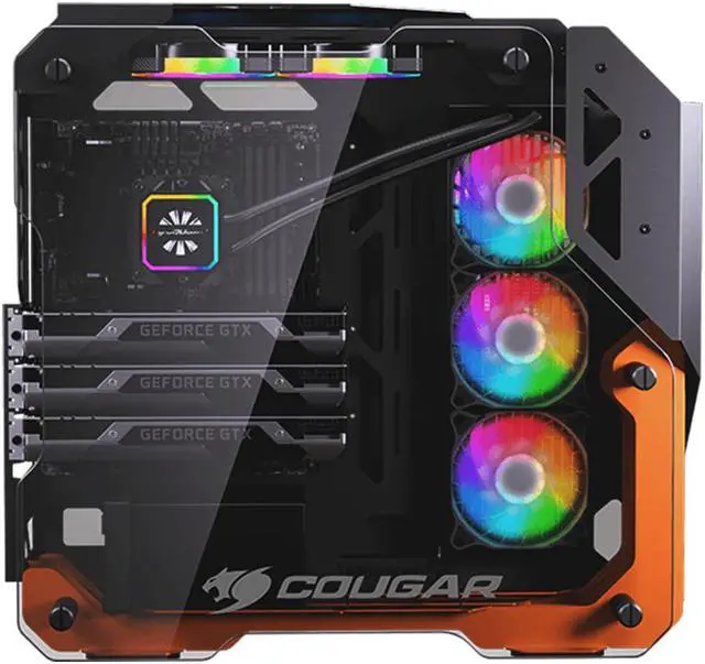 Alt view image 2 of 7 - Cougar Open-Frame Computer case ATX 240mm Radiator Aluminum Alloy Glass PC Game Case