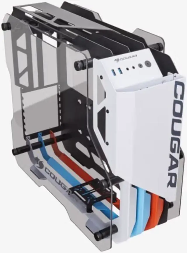 Alt view image 2 of 7 - Cougar Open-Frame Computer case ATX 240mm Radiator Aluminum Alloy Glass PC Game Case - White