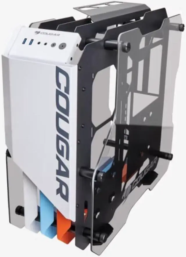 Alt view image 3 of 7 - Cougar Open-Frame Computer case ATX 240mm Radiator Aluminum Alloy Glass PC Game Case - White