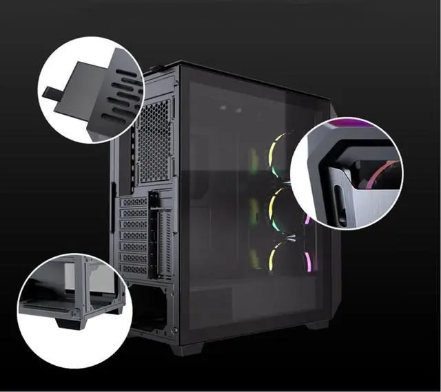 Alt view image 6 of 7 - Cougar ARGB MidTower E-ATX Gaming Computer Case , Support 360mm Water Cooling ,Aluminum Tempered Glass Side ,Gen-2 Type-C USB 3.0 PC Case