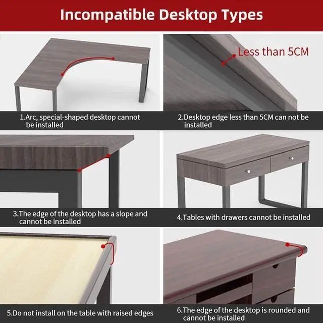 Alt view image 6 of 7 - Ergonomics Desk Extender Tray, 25.2"x9.5" Punch-Free Clamp on, Foldable Keyboard Drawer Tray, Table Mount Arm Wrist Rest Shelf, Computer Elbow Arm Support
