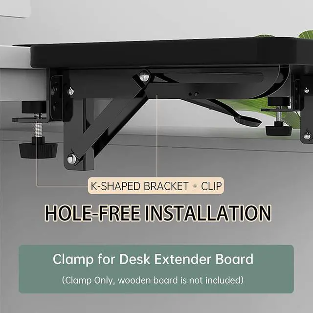 Alt view image 2 of 7 - Desk Extender Clamp for DIY Custom Wooden Desk Extender Board (Board not Included), Punch-Free Clamp on (2 Packs)
