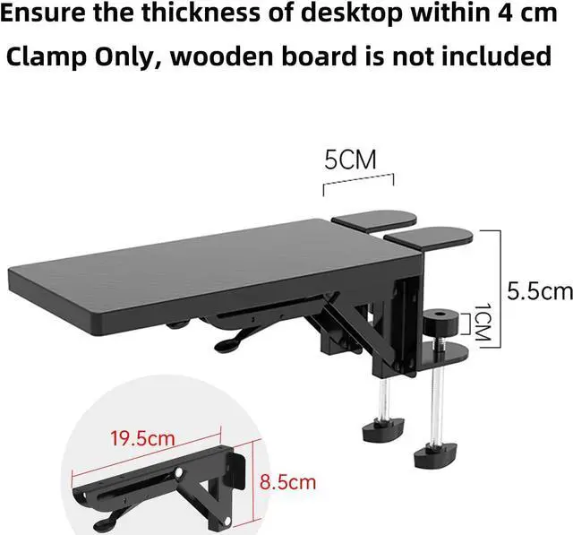 Alt view image 4 of 7 - Desk Extender Clamp for DIY Custom Wooden Desk Extender Board (Board not Included), Punch-Free Clamp on (2 Packs)