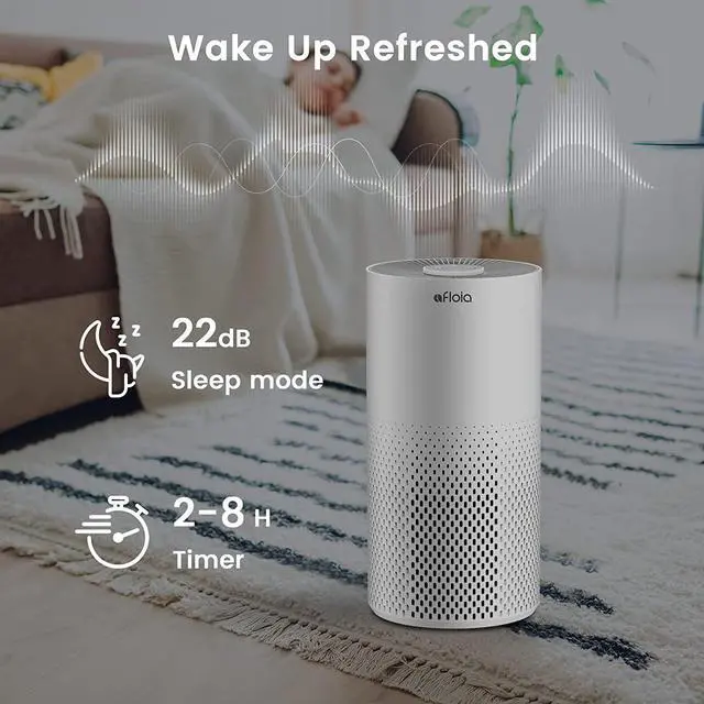 Alt view image 6 of 7 - Afloia Air Purifiers for Home Large Room Up to 1076 Ft², H13 True HEPA Air Purifiers for Bedroom 22 dB, Air Purifiers for Pets Dust Dander Mold Pollen, Odor Smoke Eliminator, Kilo White, 7 Color Light