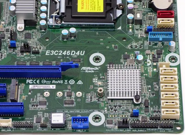 Alt view image 5 of 6 - ASRock Rack E3C246D4U Motherboard + IO Plate | LGA 1151 | Up to 128GB DDR4 ECC