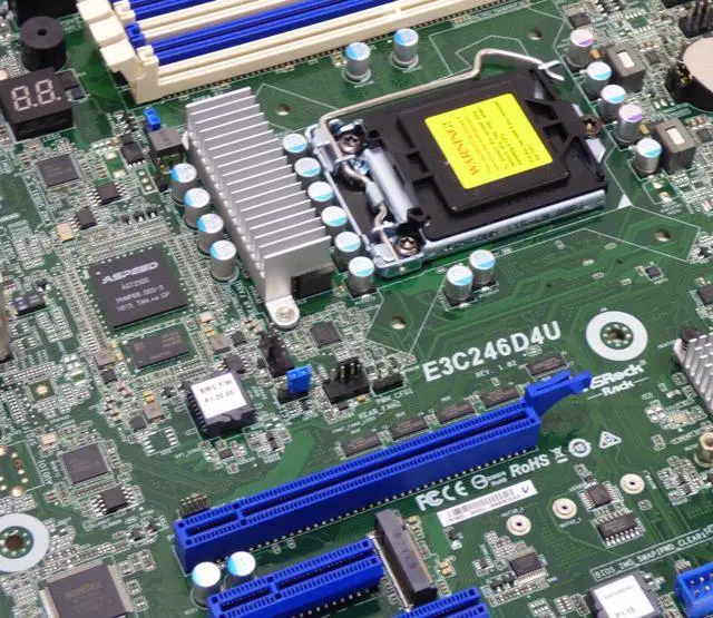 Alt view image 4 of 6 - ASRock Rack E3C246D4U Motherboard + IO Plate | LGA 1151 | Up to 128GB DDR4 ECC