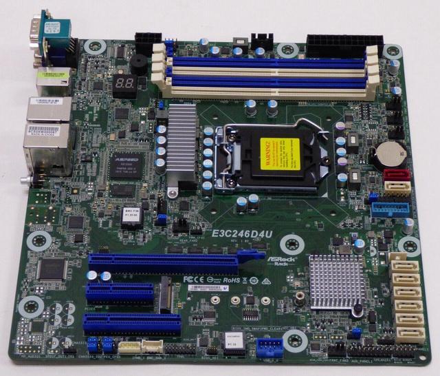 Alt view image 2 of 6 - ASRock Rack E3C246D4U Motherboard + IO Plate | LGA 1151 | Up to 128GB DDR4 ECC