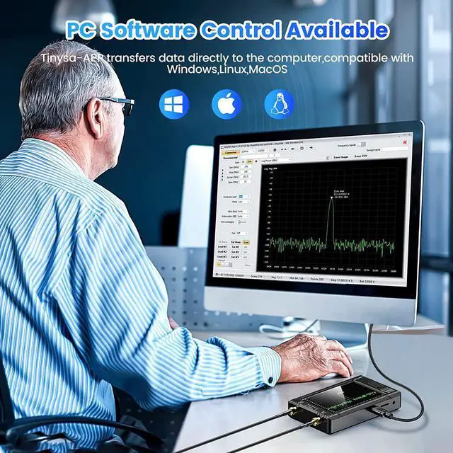 Alt view image 7 of 7 - TinySA Ultra Spectrum Analyzer, SeeSii 4.0 Inch 100kHz to 5.3GHz Handheld Tiny Frequency Analyzer with 32Gb Card, 2-in-1 Signal Generator 100kHz to 800MHz MF/HF/VHF UHF Input,V0.4.5.1