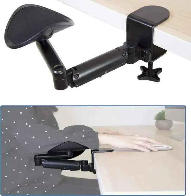Alt view image 2 of 7 - Adjustable Arm Rest for Desk | Ergonomic Computer Desk Arm | Height Adjustable, Full Motion Elbow Support with Clamp-On Base | Steel Construction